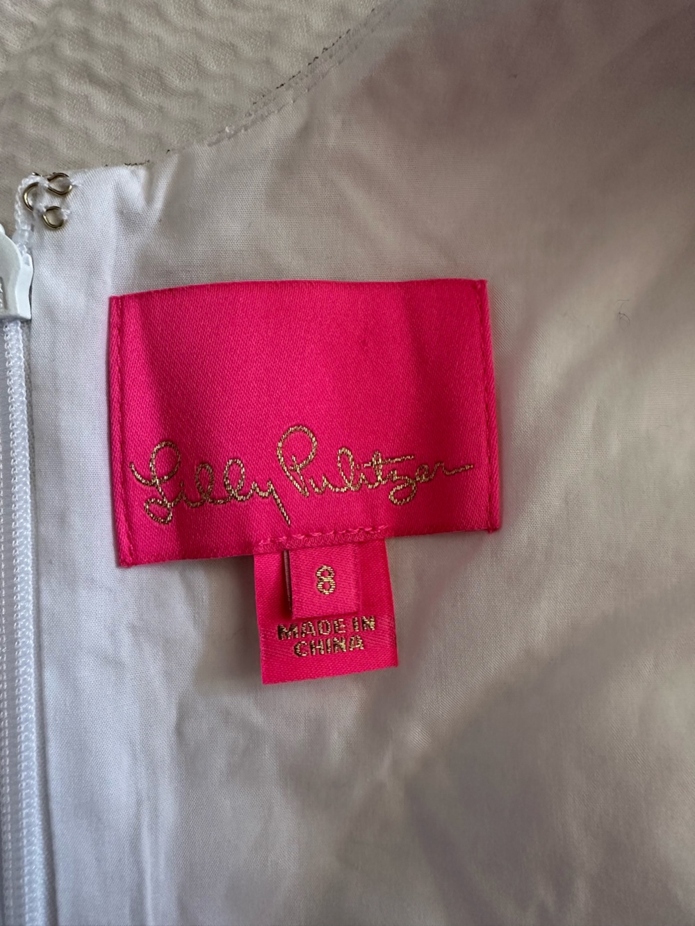 Lilly Pulitzer Valli shift dress resort white gold embroidered sz 8 style 003064 - Picture 4 of 7